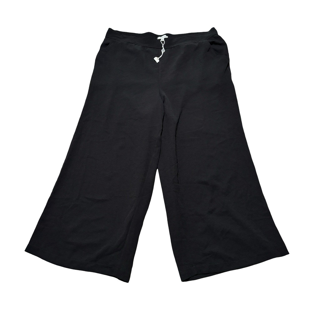 NWOT Max Studio Black‎ Pull On Lounge Pants Wide Leg Lightweight Size 1X 37 x 24